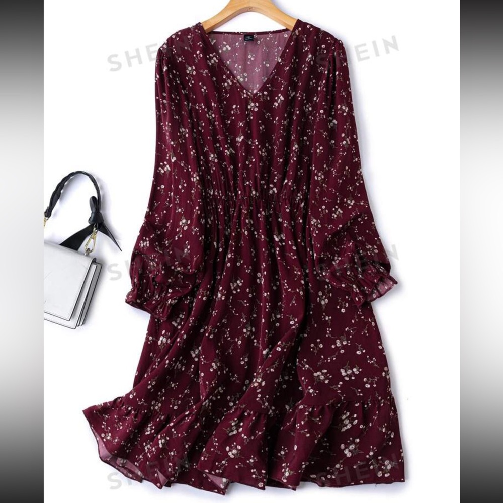 Plus Ditsy Floral A-Line Dress